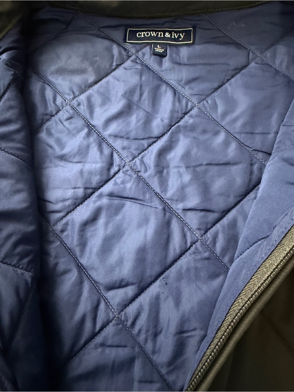crown & ivy Quilted Navy Blue Women's Jacket - Picture 5 of 10